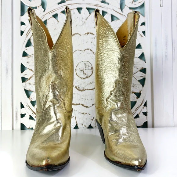 Justin Boots Shoes - Justin Leather Gold Boots, 6